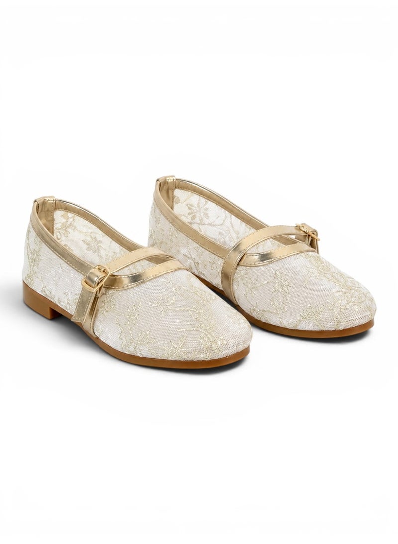 LIFESTYLISH Ballerina flat fabric Dentelle elegant BF-814 - Gold - Image 2