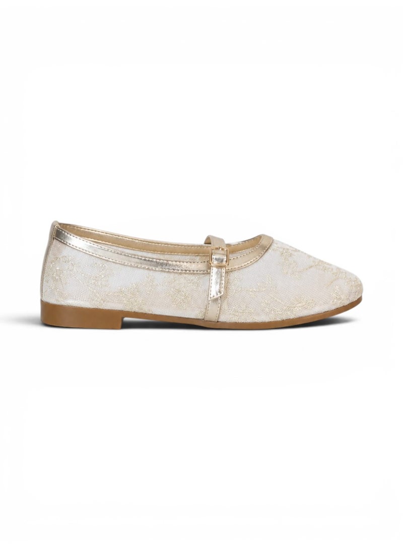 LIFESTYLISH Ballerina flat fabric Dentelle elegant BF-814 - Gold - Image 3