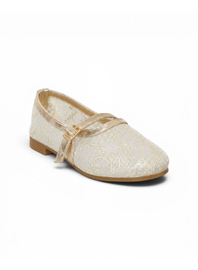 LIFESTYLISH Ballerina flat fabric Dentelle elegant BF-814 - Gold - Image 4
