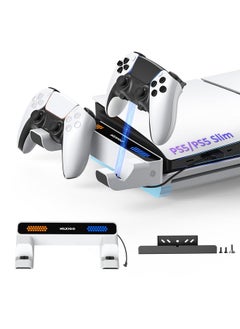 Ps5 Charging Dock Kit For Horizontal Ps5 And Ps5 Slim, Dual Charging Station Compatible With Ps5 & Edge Controllers, Stable Dock With Led Charging Indicator
