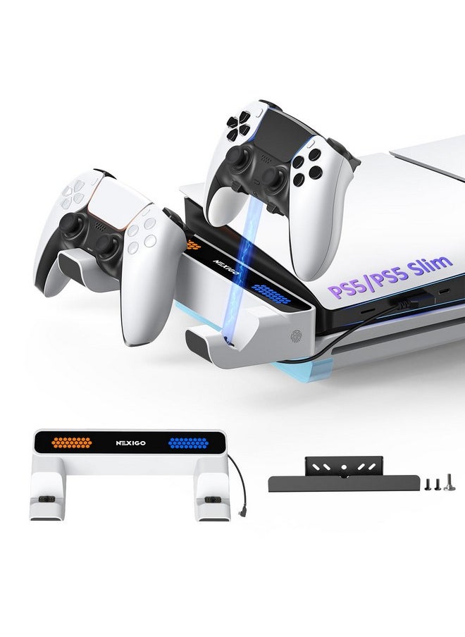 NEXIGO - Ps5 Charging Dock Kit For Horizontal Ps5 And Ps5 Slim, Dual Charging Station Compatible With Ps5 & Edge Controllers, Stable Dock With Led Charging Indicator - Image 1