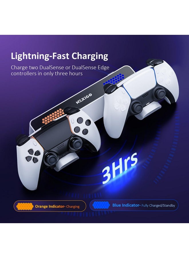 NEXIGO - Ps5 Charging Dock Kit For Horizontal Ps5 And Ps5 Slim, Dual Charging Station Compatible With Ps5 & Edge Controllers, Stable Dock With Led Charging Indicator - Image 1