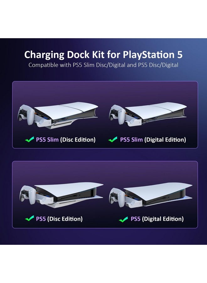 NEXIGO - Ps5 Charging Dock Kit For Horizontal Ps5 And Ps5 Slim, Dual Charging Station Compatible With Ps5 & Edge Controllers, Stable Dock With Led Charging Indicator - Image 1