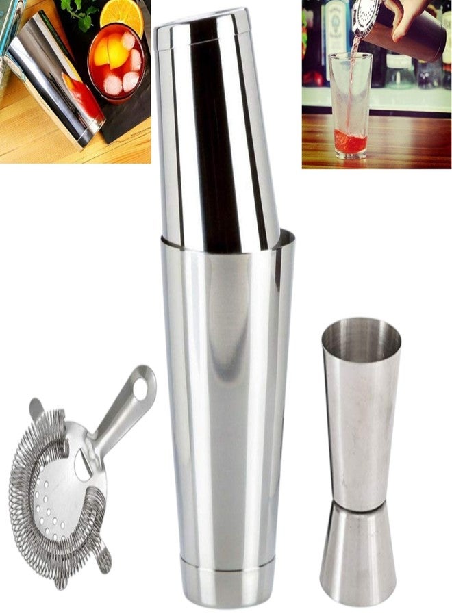 THW® Professional Boston Shaker Set - 4 Pcs Cocktail Maker Kit with Hawthorne Strainer & Japanese Jigger - Durable Bartending Tools for Home Bar & High Volume Bars - Image 1