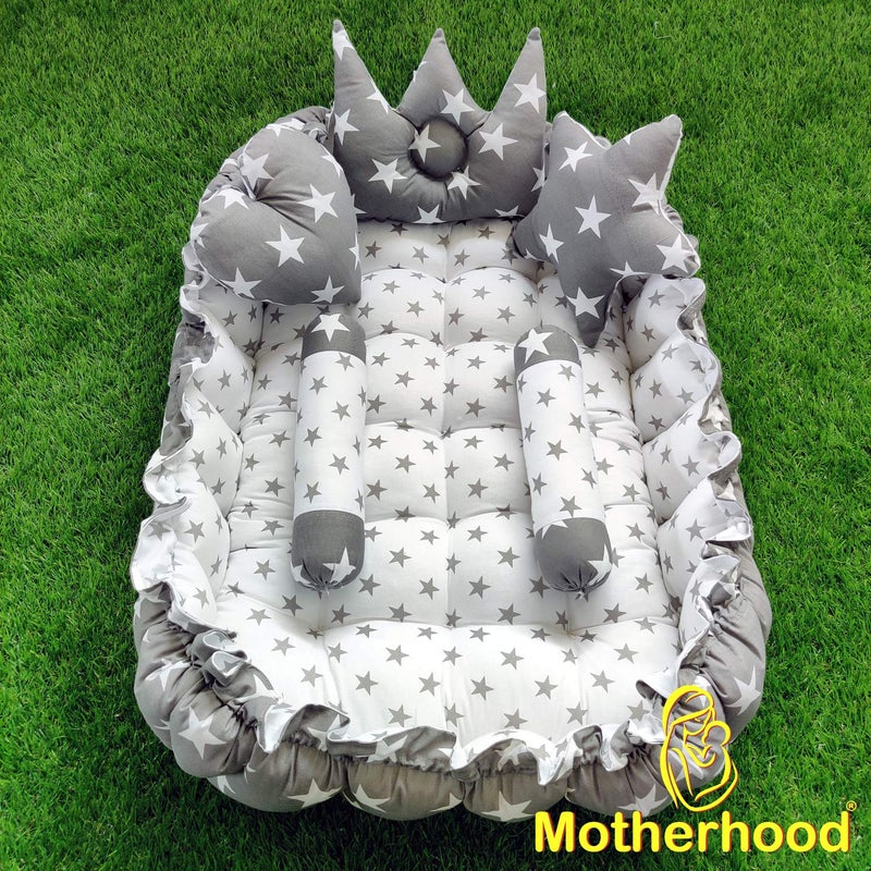 MOTHERHOOD MOTHERHOOD Rectangle Baby Tub Bed with 5 pc Baby Pillow and 1 large baby blanket Luxury Ultrasoft Comfortable Baby Mattress Bed Sleeper bedding set cosleeper for Newborn to Toddlers Gray - Image 5
