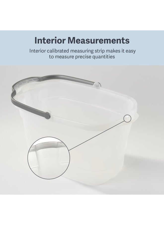 Plastic Rectangular Cleaning Bucket with Handle  Clear  4 Gallon