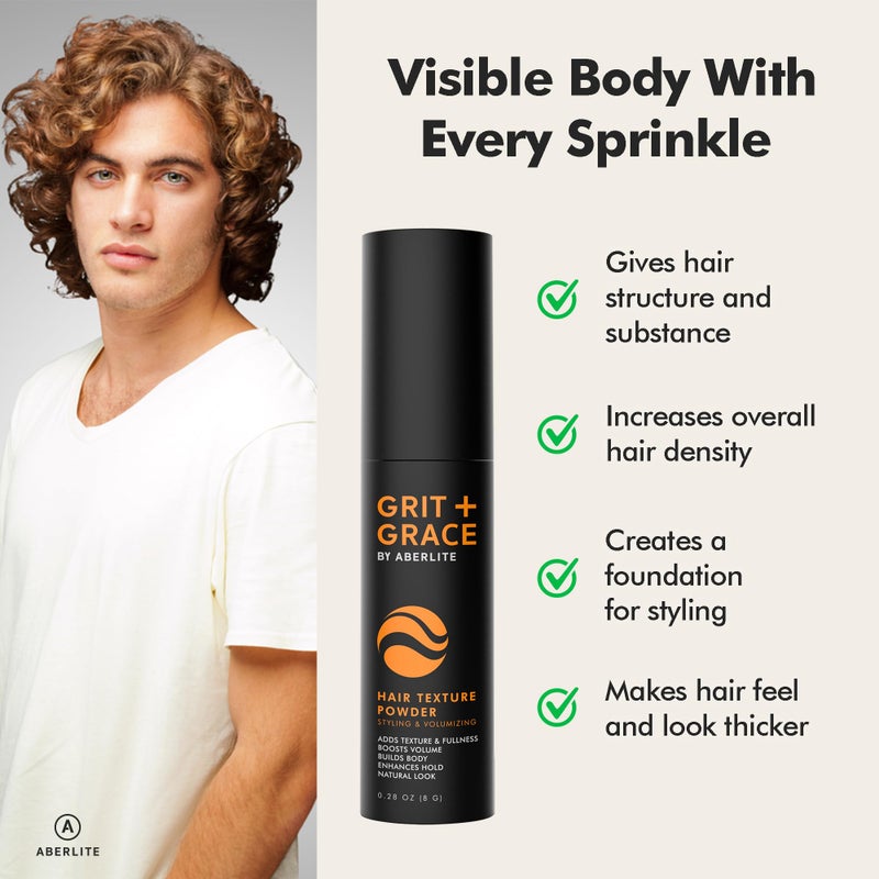 Aberlite Grit + Grace Hair Texture Powder Spray for Men & Women - Styling Texturizing Volume Powder, Volumizing Hair Products, Matte Finish - Image 3
