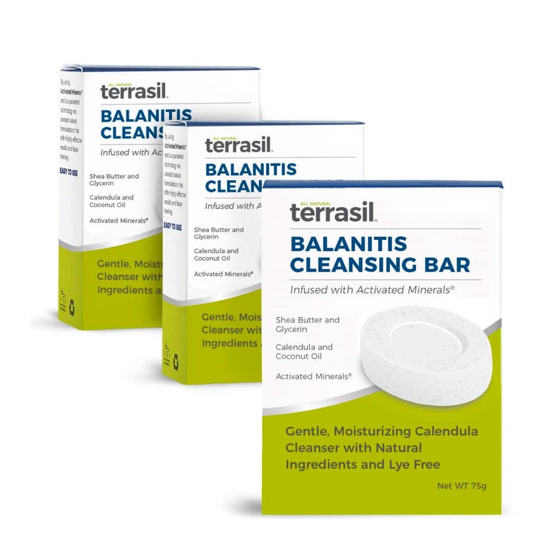 terrasil Balanitis Soap for Men Soothing Care and Relief from Balanitis Symptoms Irritation Itch Redness and Inflammation Natural Dermatologist tested  Hypoallergenic Soap Approved 75g 3pk