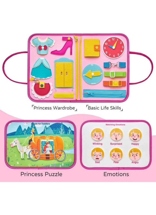 KolorFish - KolorFish Busy Board Quiet Book Sensory Travel Toys for Toddlers 1 2 3 4, Montessori Toys for Toddler Activities Board, Educational Toy Gift for Girls and Boys (Pink Princess) - Image 1