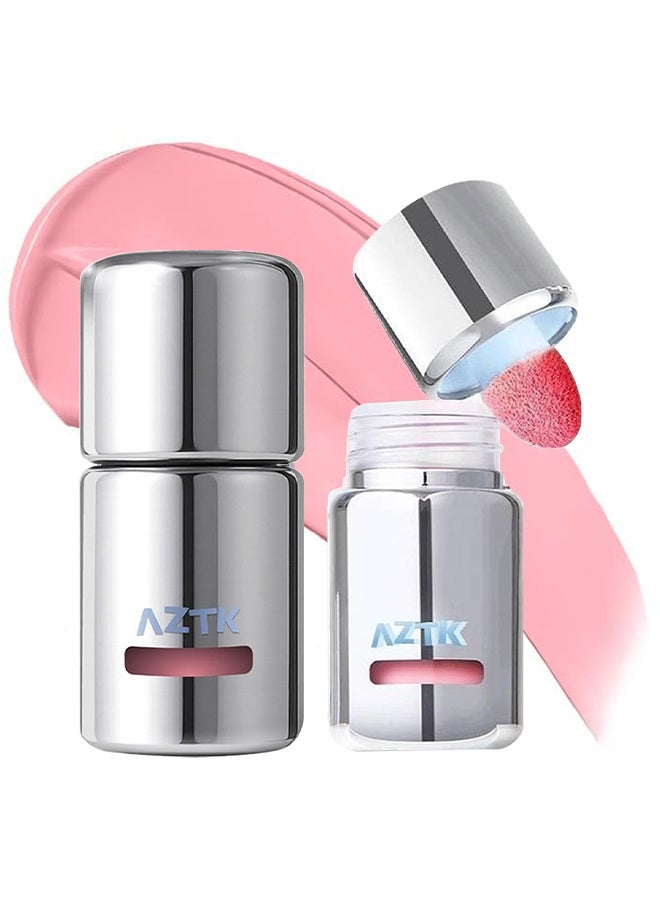 AZTK Jello Color Liquid Blush, Blush Lotion, Matte Nude Makeup Blusher Cream, Jello Color Liquids Blushes With Sponge Head, Matte Nude Makeup Blusher Cream, High-Pigment, Long-Lasting, Lightweight, Matte Finish (JC01) - Image 1