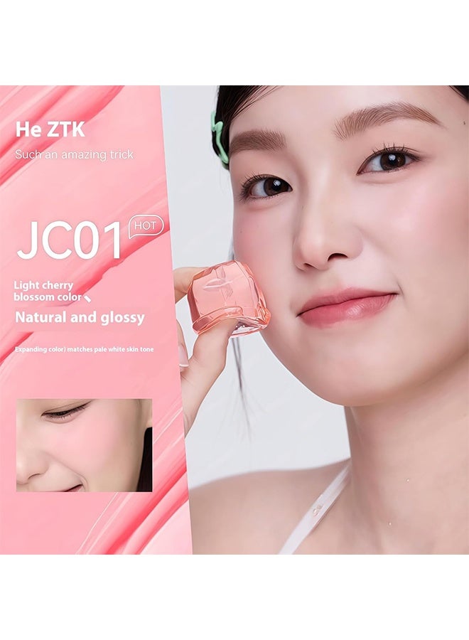 AZTK Jello Color Liquid Blush, Blush Lotion, Matte Nude Makeup Blusher Cream, Jello Color Liquids Blushes With Sponge Head, Matte Nude Makeup Blusher Cream, High-Pigment, Long-Lasting, Lightweight, Matte Finish (JC01) - Image 3