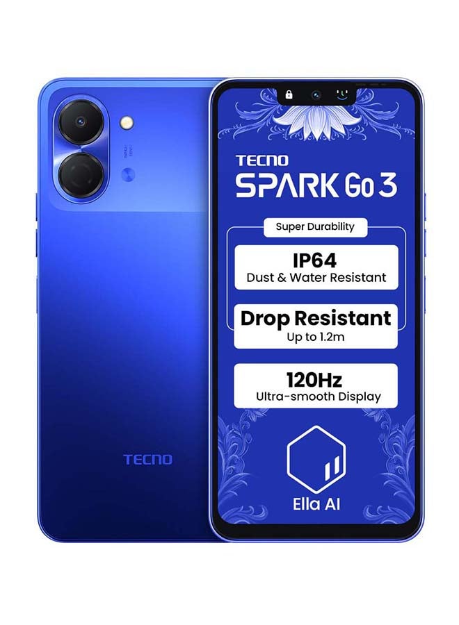 TECNO Spark Go 3 4G 128GB 4GB RAM Galaxy Blue Dual Sim Smartphone Global Version - Image 1