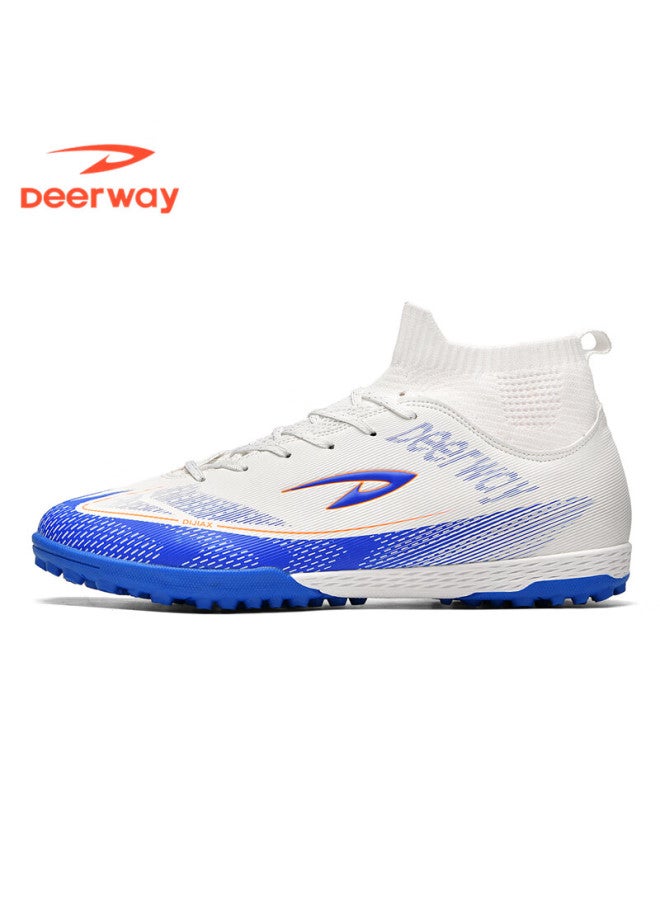 Deerway Adult Youth Soccer Shoes Tf Turf Non-slip Wear-resistant Match Shoes White Blue Tf Turf Studs Size 44 - Image 1