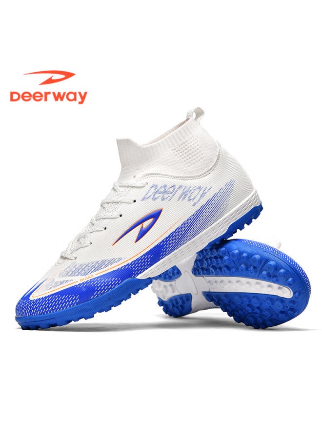 Deerway Adult Youth Soccer Shoes Tf Turf Non-slip Wear-resistant Match Shoes White Blue Tf Turf Studs Size 44 - Image 2
