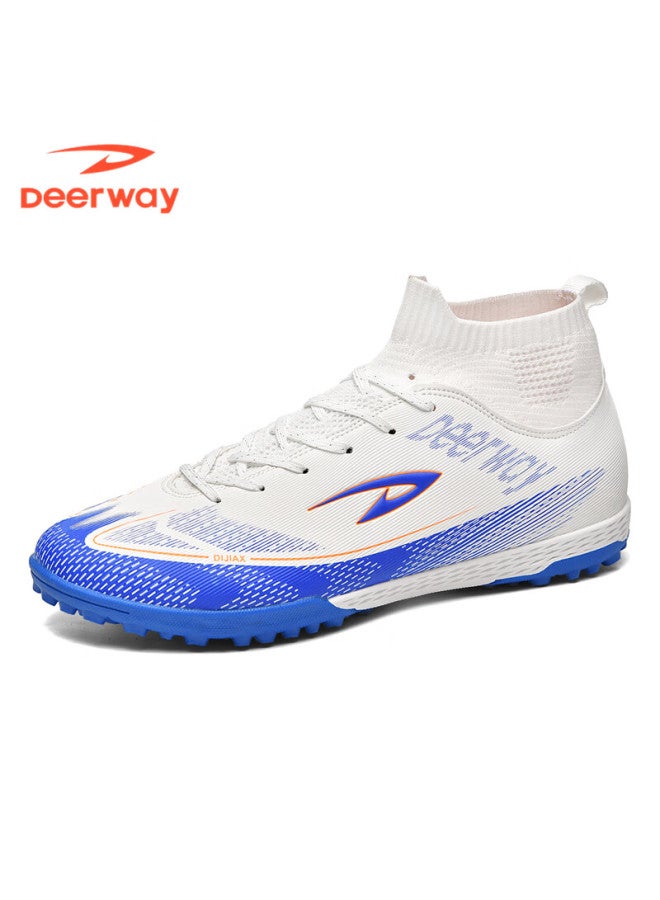 Deerway Adult Youth Soccer Shoes Tf Turf Non-slip Wear-resistant Match Shoes White Blue Tf Turf Studs Size 44 - Image 3