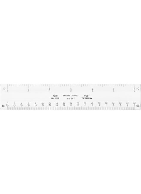ALVIN 269P Flat Engineer Scale Multipurpose Drafting Ruler for Drawing Planning and Design High Impact Plastic  6 Inches