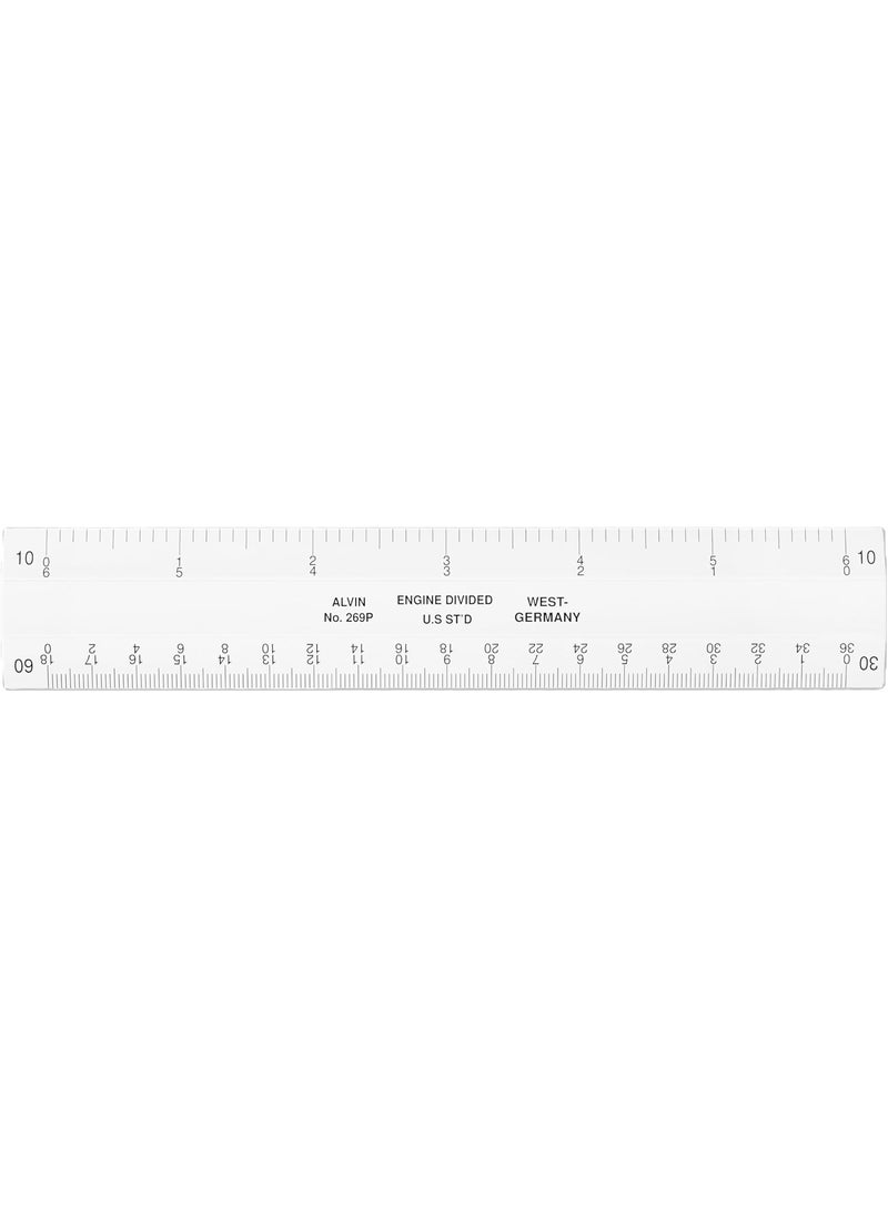 Alvin ALVIN 269P Flat Engineer Scale Multipurpose Drafting Ruler for Drawing Planning and Design High Impact Plastic  6 Inches  - Image 1