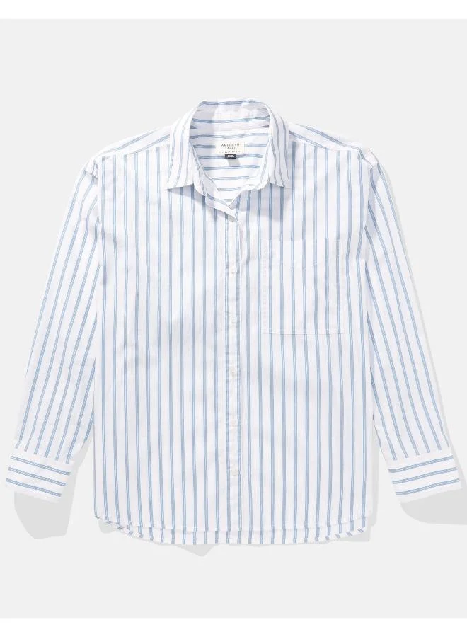 American Eagle Striped Long Sleeve Button Down Shirt