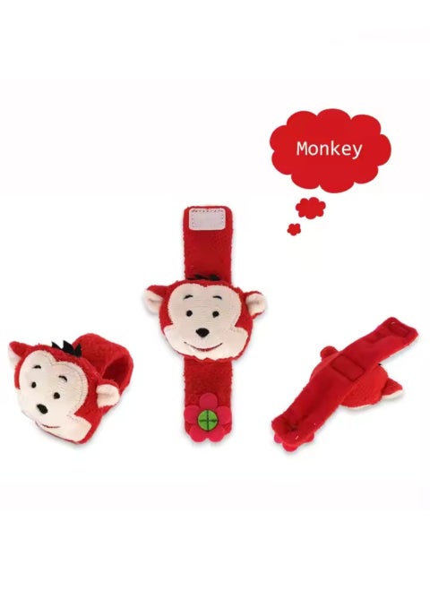 High-quality cartoon plush monkey baby rattle toy, soft and comfortable, made of safe material, wristband design, an enlightenment and educational baby toy, suitable for newborns and babies to grasp and play.