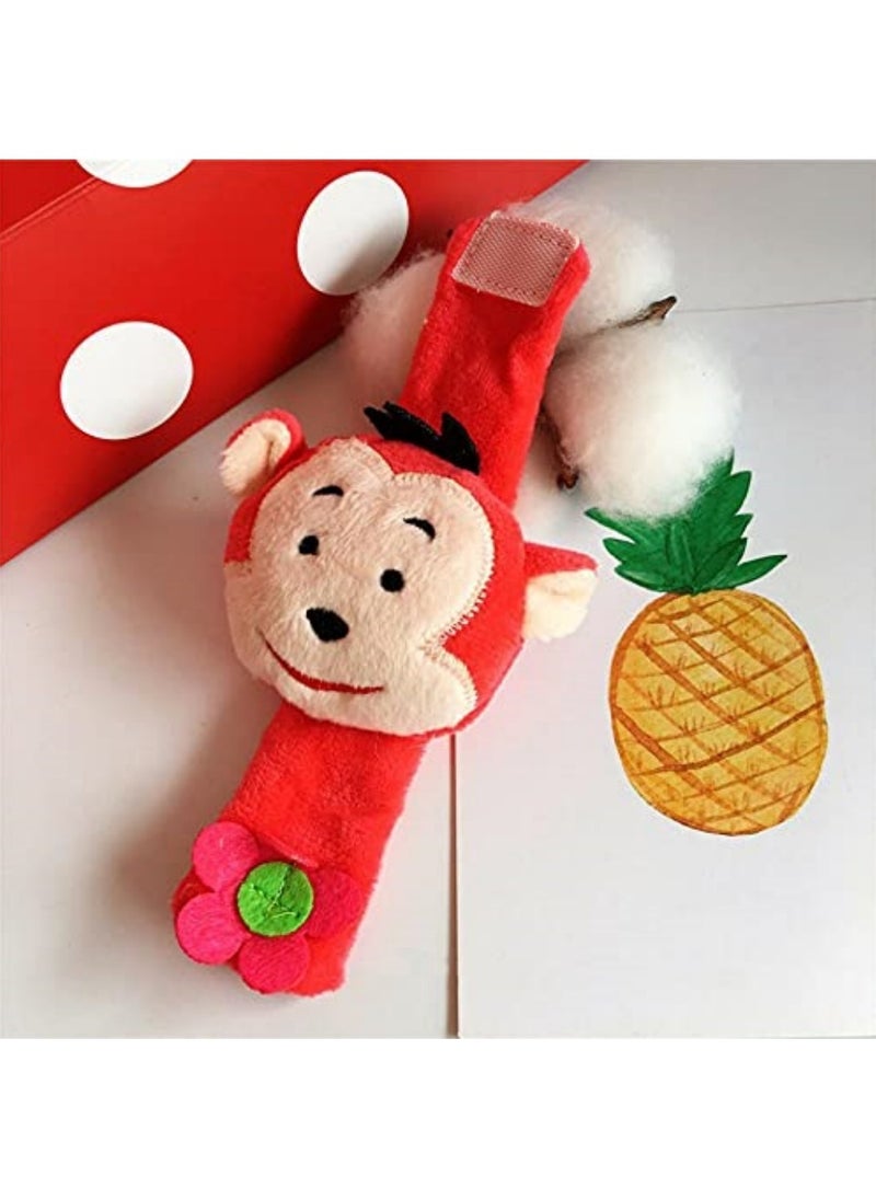 High-quality cartoon plush monkey baby rattle toy, soft and comfortable, made of safe material, wristband design, an enlightenment and educational baby toy, suitable for newborns and babies to grasp and play.