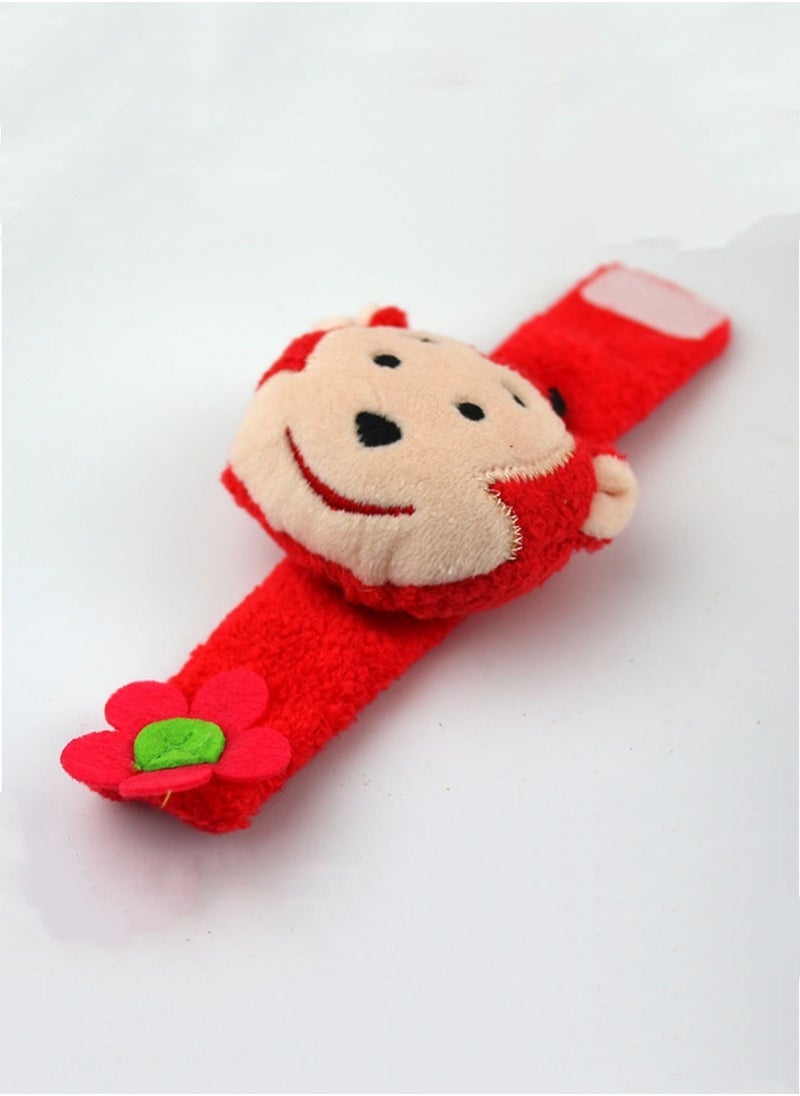 High-quality cartoon plush monkey baby rattle toy, soft and comfortable, made of safe material, wristband design, an enlightenment and educational baby toy, suitable for newborns and babies to grasp and play.