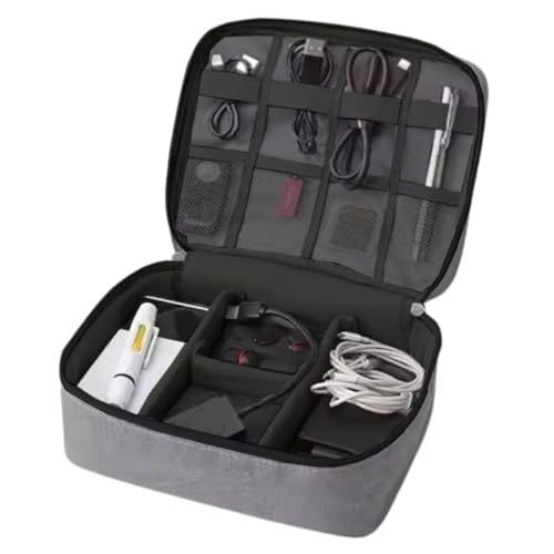 Aliens Gadget Travel Tech Organizer Case Bag Pouch/Electronic/Toiletry Organiser/Cosmetic Kit Polyester Water-Repellent for ipad, Charger, Hard Disk, Cables, PC & Laptop Accessories (Grey) - Image 2