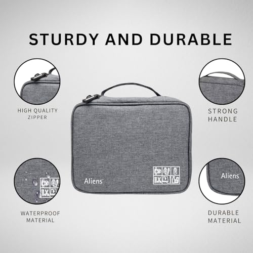 Aliens Gadget Travel Tech Organizer Case Bag Pouch/Electronic/Toiletry Organiser/Cosmetic Kit Polyester Water-Repellent for ipad, Charger, Hard Disk, Cables, PC & Laptop Accessories (Grey) - Image 4