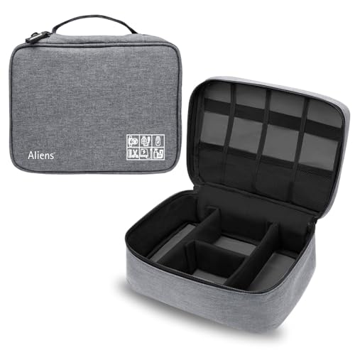 Aliens Gadget Travel Tech Organizer Case Bag Pouch/Electronic/Toiletry Organiser/Cosmetic Kit Polyester Water-Repellent for ipad, Charger, Hard Disk, Cables, PC & Laptop Accessories (Grey) - Image 1