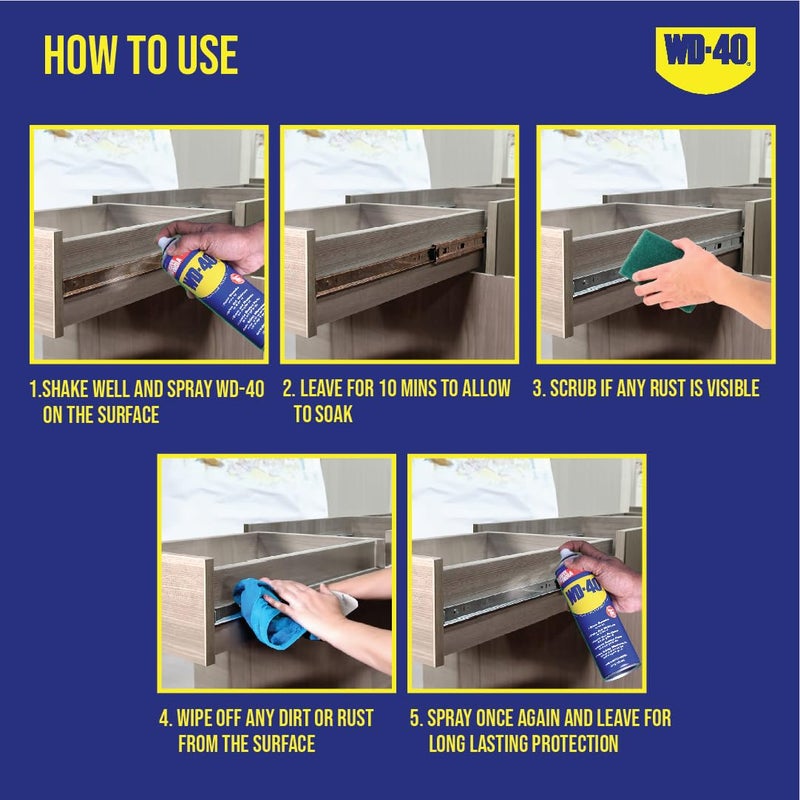 WD40 رذاذ WD-40 سمارت ستراو 500 مل متعدد الاستخدامات لصيانة السيارات، مزيل الصدأ، تحسين المنزل، يفك الأجزاء العالقة والصدئة، يزيل البقايا اللاصقة، إزالة الترسبات، واقي ووكيل تنظيف (عبوة من 3)  - Image 2
