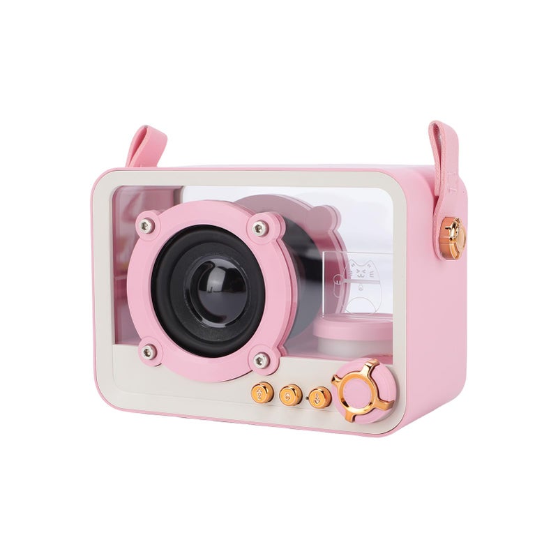 آلة كاريوكي محمولة مع ميكروفون لاسلكي باللون الوردي لحفلات المنزل والسفر في الهواء الطلق - Image 3