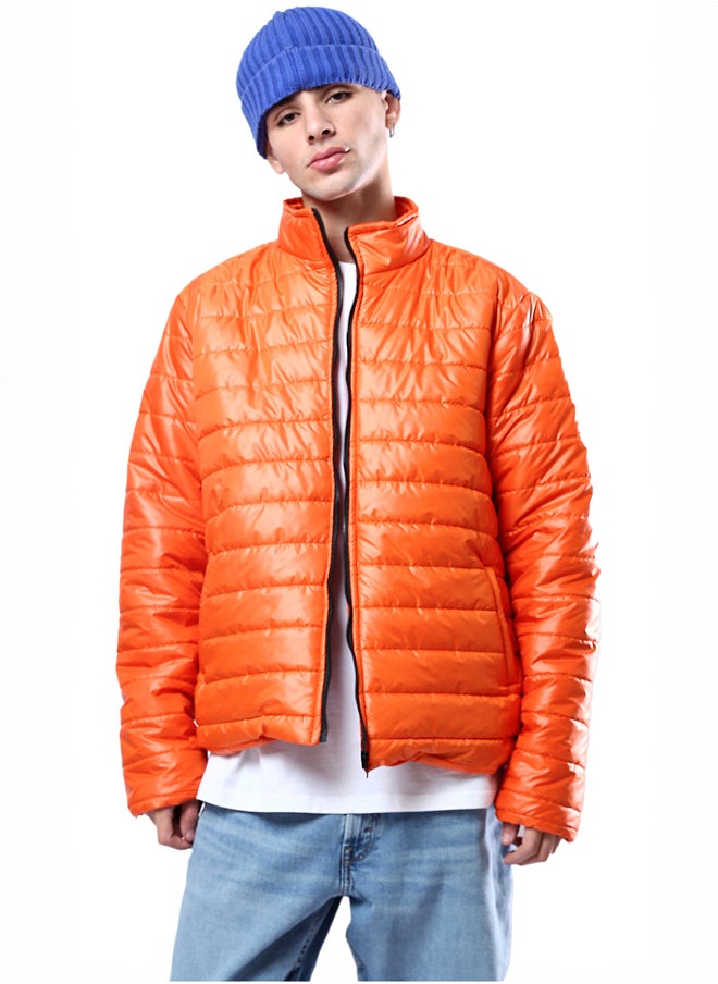 RAVIN - Orange Long Sleeves Coziness Quilted Jacket - Image 1