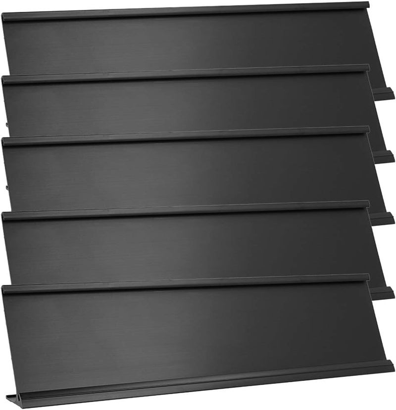 ExcelMark 2"x 8"Aluminum Name Plate Holder for Desk - Set of 5 - Office Business Door Sign Holder - Black - Image 1