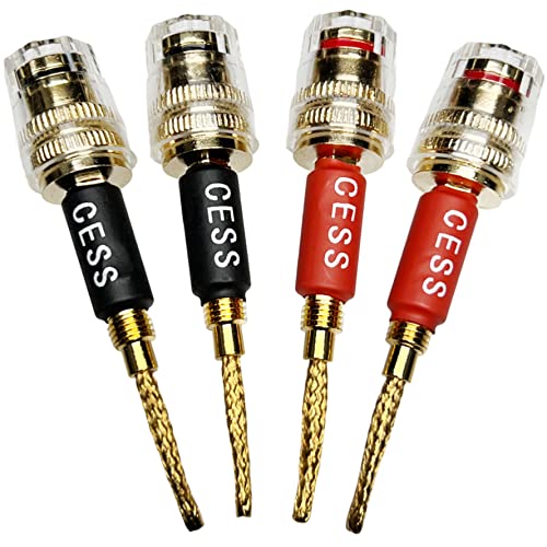 CNCESS CESS-220 Pin Banana Plug to 4mm Female Banana Jack/Speaker Wire, 4 Pack (Braided-Type to 4mm) - Image 1