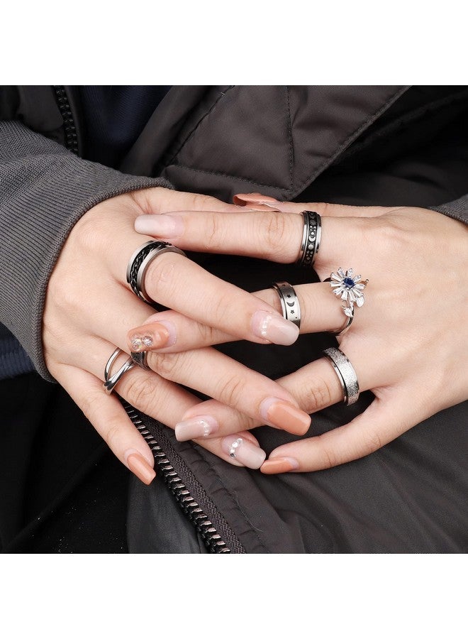 FASACCO Anxiety Ring For Women Fidget Rings For Anxiety Spinner Ring Figit Spinning Ring Anti Anxiety Ring For Women Men Size 13  - Image 4