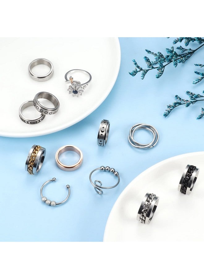 FASACCO Anxiety Ring For Women Fidget Rings For Anxiety Spinner Ring Figit Spinning Ring Anti Anxiety Ring For Women Men Size 13  - Image 5