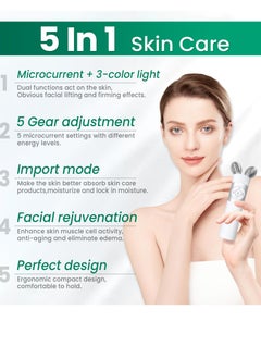 Excefore Microcurrent Facial Device, 5-in-1 Handheld Face Toning Device, Microcurrent Facial Device for Face and Neck, Instant Face Lifting and Facial Sculpting for Skin Rejuvenation and Wrinkle Reduction  - Image 3