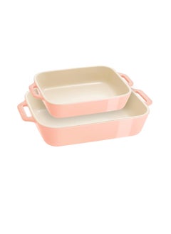 STAUB STAUB Stoneware Gratins Ceramic 2-pc Rectangular Baking Dish Set-Macaron Pastel Pink  - Image 1