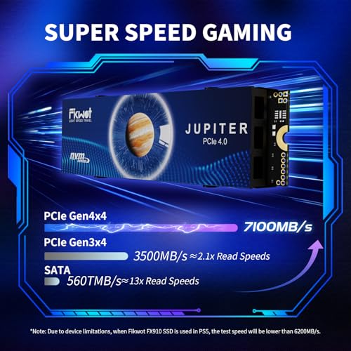 Fikwot FX910 1TB M2 NVMe SSD for PS5PC PCIe Gen4 2280 Gaming SSD with Heatsink Up to 7300MBs Internal Solid State Drive - Image 3