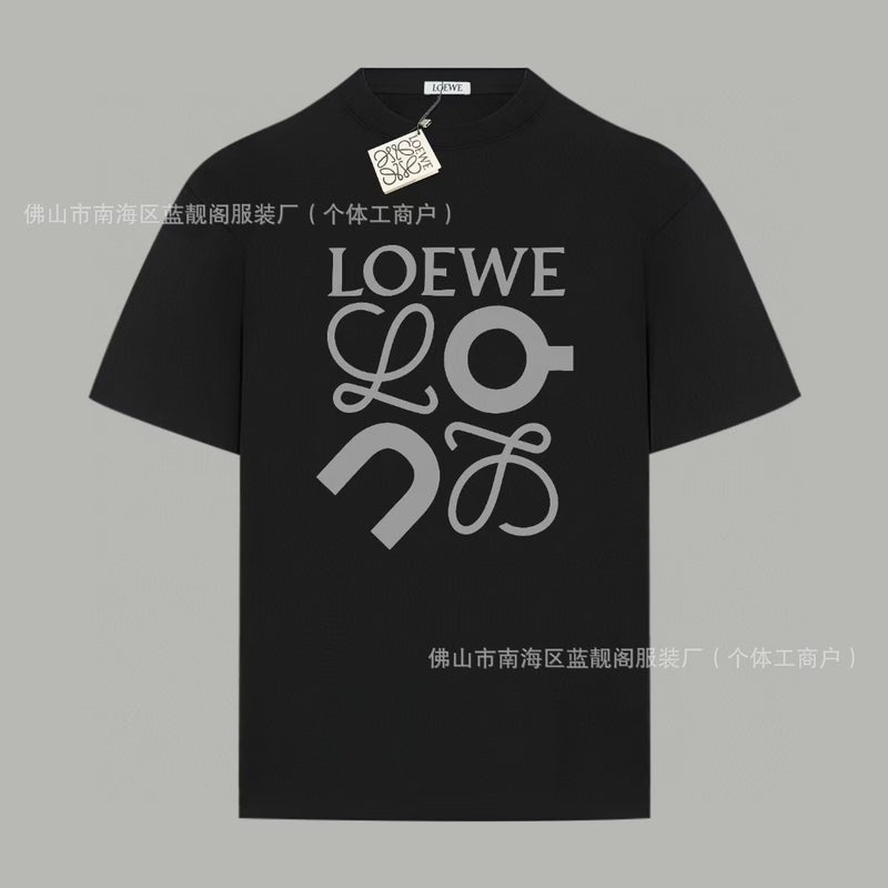 High-End Version Loe Classic Embroidered Logo Unisex Couple Print Loose Pullover Short-Sleeve T-Shirt - Image 1