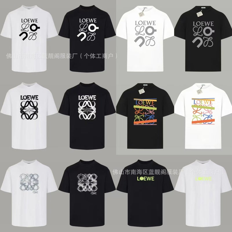 High-End Version Loe Classic Embroidered Logo Unisex Couple Print Loose Pullover Short-Sleeve T-Shirt - Image 2