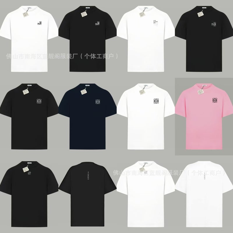 High-End Version Loe Classic Embroidered Logo Unisex Couple Print Loose Pullover Short-Sleeve T-Shirt - Image 3