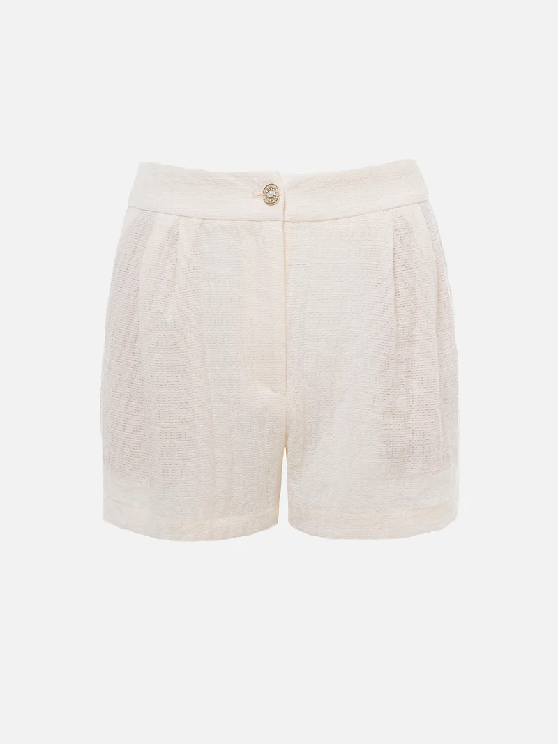 Lichi Mini shorts in textured fabric with waist pleats