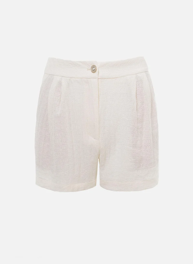 Lichi  Mini shorts in textured fabric with waist pleats for Women | Best Price UAE