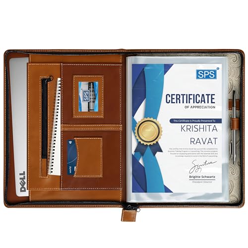 SPS Portfolio Multipurpose Leatherette Professional Brown File Folders for Certificates, Documents Holder, Document Bag, Portfolio, Executive File A4/Foolscap/Legal Size Documents Holder with 20 Leafs - Image 1