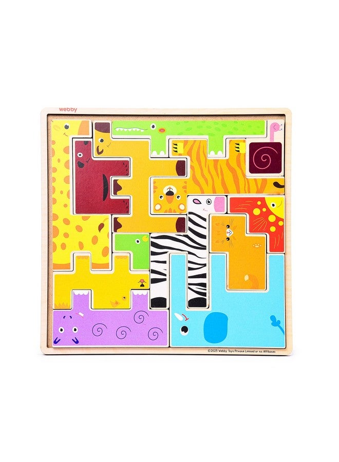 Webby Wooden Animal Puzzle Brain Teaser Learning Toy for Kids - Image 3