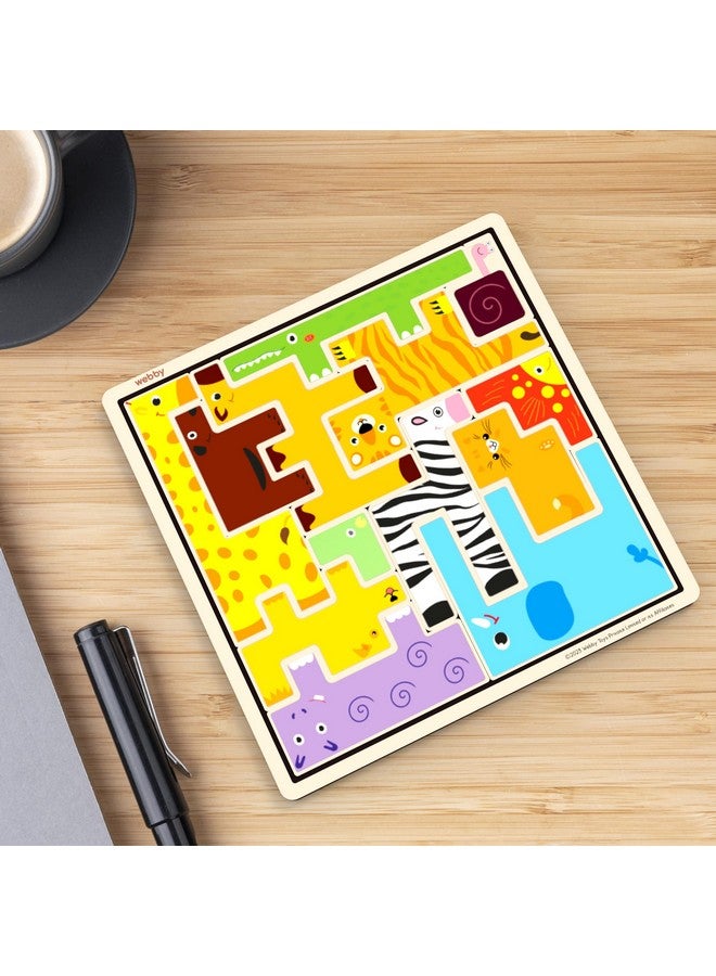 Webby Wooden Animal Puzzle Brain Teaser Learning Toy for Kids - Image 2
