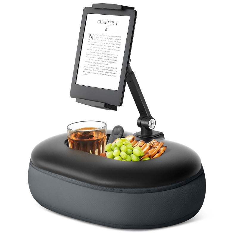 HUMANCOZY Beanbag Tablet Pillow Stand Raises Screen Height, Hands-Free Reading Holder, with Snack Bowl and Detachable Base for Bed or Couch, Compatible for Kindle, iPad, eBook, Tablet - Image 1