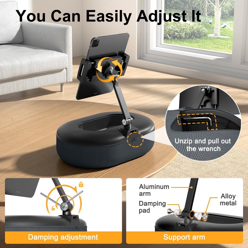 HUMANCOZY Beanbag Tablet Pillow Stand Raises Screen Height, Hands-Free Reading Holder, with Snack Bowl and Detachable Base for Bed or Couch, Compatible for Kindle, iPad, eBook, Tablet - Image 5