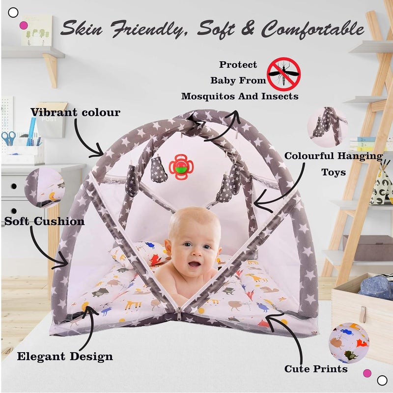 Kwitchy New Born Baby Cotton Bedding Set Gift Combo Pack of Play Gym Bed Sleeping Bag Sheets Grey 06 Months 3PCS Set - Image 3