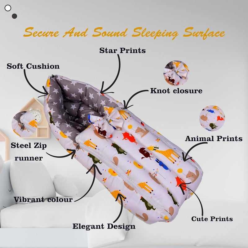 Kwitchy New Born Baby Cotton Bedding Set Gift Combo Pack of Play Gym Bed Sleeping Bag Sheets Grey 06 Months 3PCS Set - Image 4